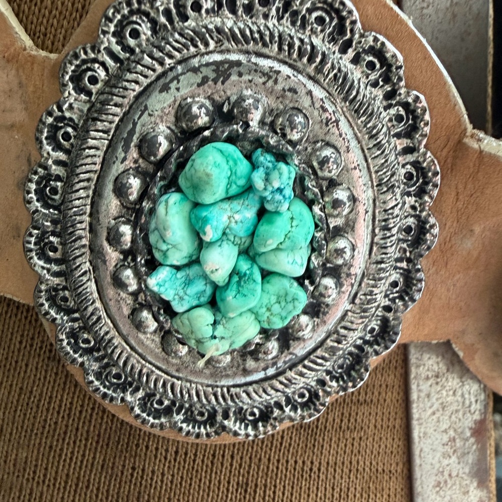 Leatherock Turquoise and Silver Concho Belt - Picture 3 of 8